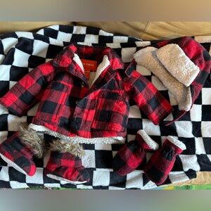 3/6 month jacket with matching hat, mits and booties